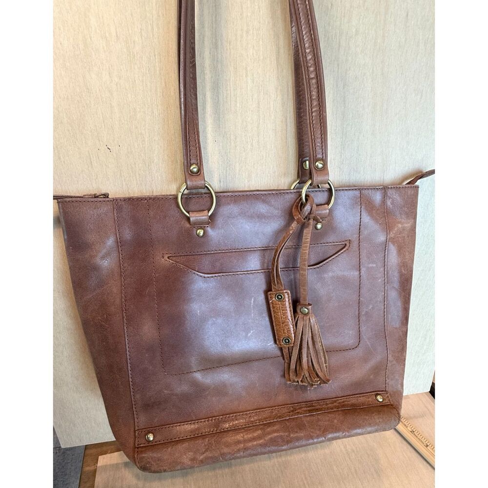 Diba True Brown Leather Tote Western Festival Everyday Utility Shoulder Bag
